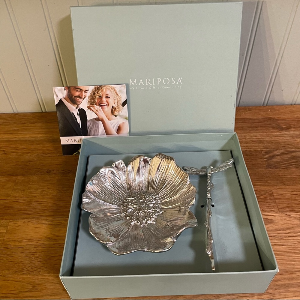 NEW Mariposa Peony Sauce Dish/Spreader Set